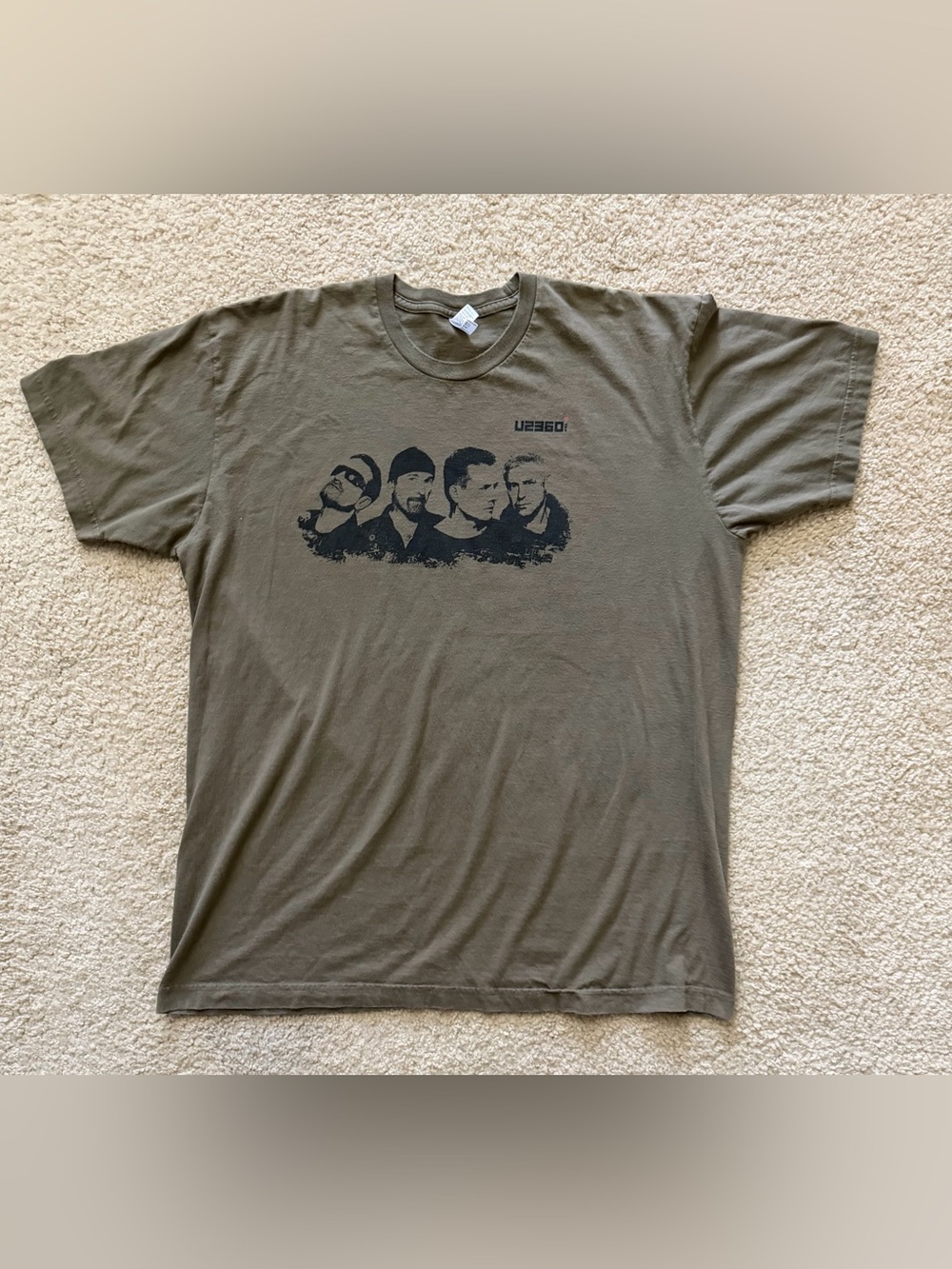 Official U2 360° Tour 2009 North American Concert Tee / Olive Green / XL